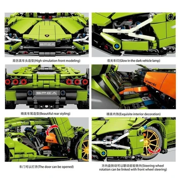 Techniku, Lamborghinis SIAN FKP37 Stavebné Bloky Roadster Auta Elektrickým Motorom na Diaľkové Ovládanie Tehly Sady Hračiek Deti Chlapcov Dary