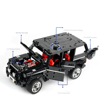 Technológia MOC SUV G500 AWD Vozeň Auto Nosenie, Off-Road Vozidlá na Diaľkové Ovládanie Stavebné kamene, Tehly Deti Hračky