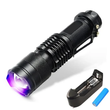 TMWT UV Lampa Zoom Nabíjateľná 365nm 395NM Mini Black Svetlo Ultrafialové Pochodeň Pet Moču Škvrny Fluorescencie Peniaze Detektor