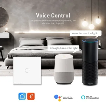 Tuya Wifi Smart Home Stenu Dotykový Spínač, EÚ 1/2/3gang Okuliare prepnúť panel podpora Hlasového Ovládania cez Alexa, domovská stránka google