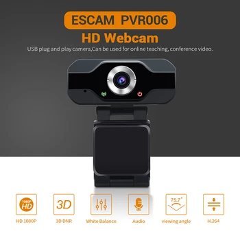 USB Kamera s rozlíšením Full HD 1080P Webová Kamera s tlmenia Hluku Mikrofónu, Skype, Live Streaming Kamera na Počítač Android TV