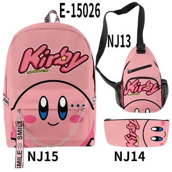 Weysfor Roztomilý Kirby Hviezda Batoh 3D animovaný Anime Tlač Školy Taška na Notebook Batoh Dievča, Chlapec Batohu Nepremokavé Cestovné Backbag