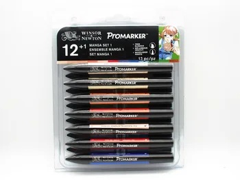 Winsor & Newton Promarker Manga Pen Set 12+1 Značku Perá 13 kusov, Náčrt, Fixky na báze Alkoholu Twin Tip Manga Maľovanie Perá