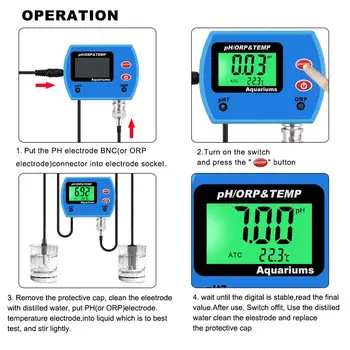Yieryi Profesionálne PH / ORP TEMP 3 V 1 Multi-parameter Kvality Vody Tester Digitálny LCD on-Line Monitorovanie Akvárium PH Meter