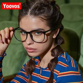Yoovos Retro Rámu Okuliarov Ženy Kolo Eyeglasse Rámy Ženy Optika Značky Dizajnér Okuliare Modré Svetlo Okulary Jasné Predstavenie
