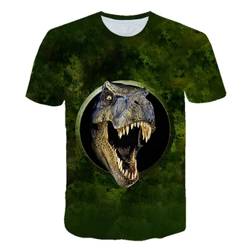 Zábava 3D tlač zvierat, dinosaurov módne pánske T-shirt rodina rodič-dieťa nosiť v lete-krátke rukávy detí bežné tričko