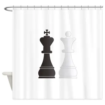 Čierny kráľ biela kráľovná šachové figúrky Sprchový Záves Dekoratívne Textílie Sprchový Záves Nastaviť a Rohože Non-slip Rohožky Koberec