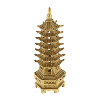 Čínske Tradičné Medi Budhistické Wen Chang Veža Model Figúrka Budhizmus Stupa Pagoda Veža
