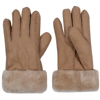 ženy jahňacie shearling kožené vlnené rukavice proti vode zime teplé