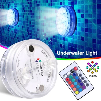 13 LED Diaľkovo Riadené RGB Ponorné Svetla Batérie Prevádzkované pod vodou Nočné Lampy Vonkajšie Váza, Miska Garden Party Dekorácie