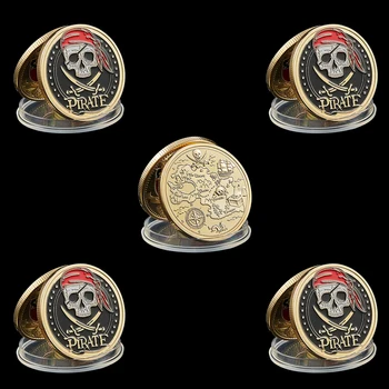 5 KS/Veľa Film Pirate Skull Aztec Gold Mince Jack Sparrow Medailón Lebky Medaila