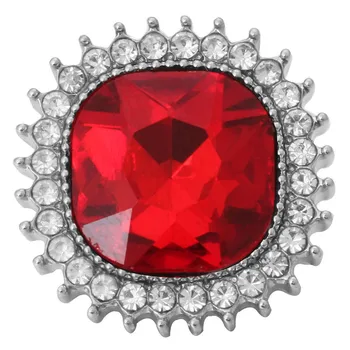 6pcs/veľa Modul Tlačidlo Šperky Červená Drahokamu Kvet Modul Tlačidiel Fit 18 mm Modul Náramky, Prívesky DIY Šperky