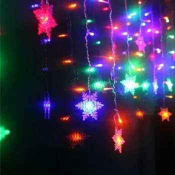 96 LED Snowflake Fairy String Záves Okna Svetlá Ligotať sa Vianoce, Vianoce, Výzdoba