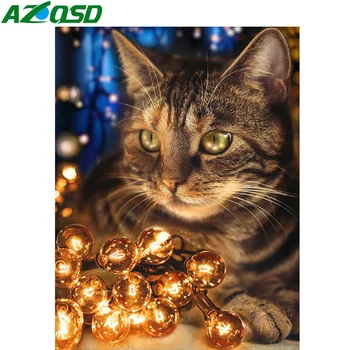AZQSD DIY Diamond Mozaiky Cross Stitch Mačka Maliarske Umenie výšivky, Výšivky Zvierat Plné Námestie Vianočný Darček Domova