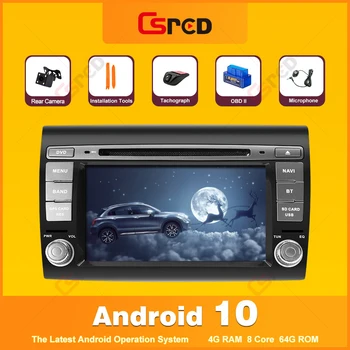 Csred GPS Navigácia Pre Fiat Bravo 2007-2012 Auto Rádio Multimediálny Prehrávač DVD a CD Stereo Hlava Jednotky Android 10 2Din IPS DSP