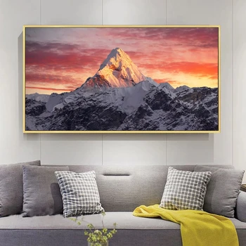 Everest Hora V západe Slnka Plátno na Maľovanie Krajiny Plagáty a Vytlačí Cuadros Wall Art Obrázok pre Obývacia Izba Domáce Dekorácie