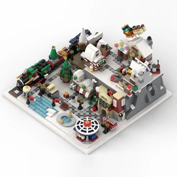 MOC Winter Wonderland - Zimné Obce Architektúry Simulovaný Model Stavebné Bloky Hobby Hračky Tehál Tvorivé Vianočný Darček Pre
