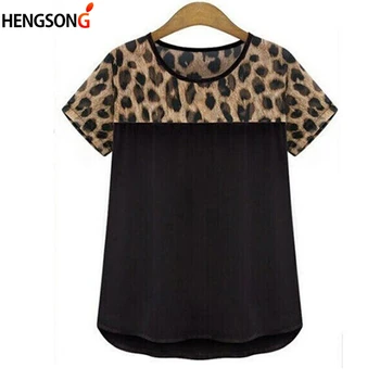 Móda Ženy, Letné Tričko Leopard Tlač Rôznorodému Dizajnu Roztomilý Šifón T-shirt Short Sleeve Top Žena Bežné Tee Tričko