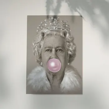 Nordic Plagát Obrázok Plátno na Maľovanie Bubblegum Kráľovná Wall Art Print Elizabeth II obrazov na Stenu Pre Obývacia Izba Moderného Domova