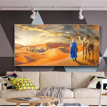Orientálna Tuareg Maľovanie v Púštnej Krajiny, Dekorácie - Plagáty a Plátno, Vytlačí na Stenu Umenie Maľba na Obývacia Izba Dekor