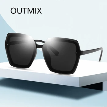 OUTMIX Fashion Square slnečné Okuliare Ženy Vintage Veľký Rám Jasný Objektív pre Dámy Gradient Slnečné Okuliare Značky Dizajnér Čierne Odtiene