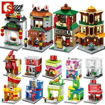 Sembo Blok Mini Ulice Mesta Obchod Tehly Chinatown Série Vzdelávacích Dieťa Hračku