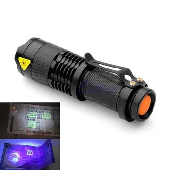 TMWT UV Lampa Zoom Nabíjateľná 365nm 395NM Mini Black Svetlo Ultrafialové Pochodeň Pet Moču Škvrny Fluorescencie Peniaze Detektor