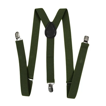 Unisex Klip na Podväzkové Elastické Y-Tvar Späť Formálne Nastaviteľné Traky, Army Zelená