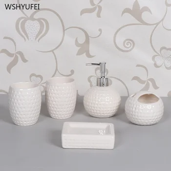 WSHYUFEI Modernej keramiky Kúpeľňa nastaviť svadobné Päť-dielna sada Pár umyť, Mydlo, pohár tanier Plastový zásobník Domov Umyť Príslušenstvo