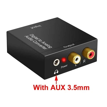 Ziskové 3,5 mm Jack Koaxiálnych Optických Vlákien Digitálneho na Analógový Audio AUX RCA L/R Converter SPDIF Digitálny Audio Dekodér Zosilňovač