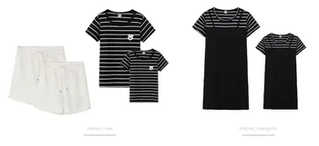 Matka Dcéra Šaty Rodiny Oblečenie 2020 Lete Pruhované tričko, Krátke Nohavice Rodiny Zodpovedajúce Oblečenie Otec, Syn Oblečenie Set
