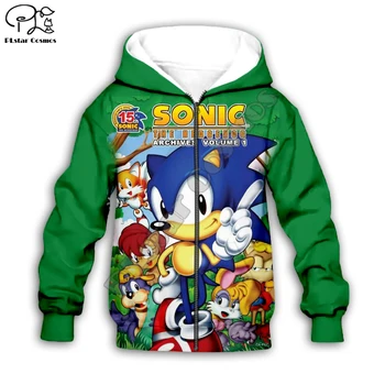 Super Sonic Deti Hoodies na zips kabát Dlhý Rukáv Pulóver Mikina Streetwear Bežné Tepláková súprava Kapucňou Kabát/nohavice
