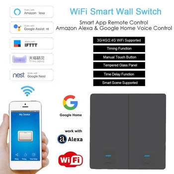 WiFi Smart Svetlo Vypínač Biela Čierna 1/2/3 Gang Tuya Smart Home Telefón 2 Spôsob Kontroly Pre Alexa Domovská Stránka Google Funkciu Časovača