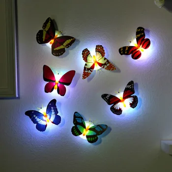 20pcs Tvorivé Farebný Motýľ Nočné Svetlo LED Svetlá Noc Atmosféru Svetla Môže Byť Vložená Domácej Ploche Dekorácie