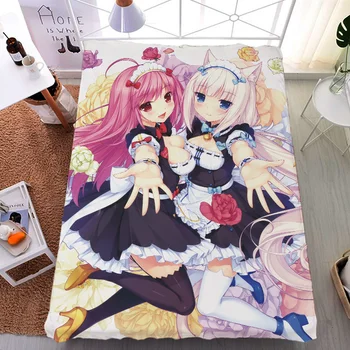 Septembra aktualizácia Japonskom Anime NEKOPARA chocolat & vanilka & Coconut posteľ mlieko vlákniny list & flanelové deka letná deka 150x200cm