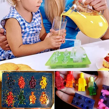 Ice Cube Maker pre Lego Strany Popsicle Formy Čokoládové Cookies Vzorkovníka Tortu Nástroje Candy Moldes De Kremíka Para Helados