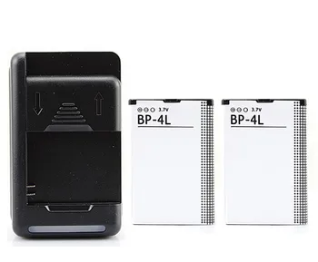 Vysoko Kvalitný 2x 1500mAh BP-4L Batéria + Nabíjačka Pre Nokia E52, E55, E61i E63 E71, E72 E73 N810 N97 E90 E95 6790 6760 6650 kontakty batérie