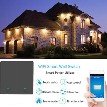 WiFi Smart Svetlo Vypínač Biela Čierna 1/2/3 Gang Tuya Smart Home Telefón 2 Spôsob Kontroly Pre Alexa Domovská Stránka Google Funkciu Časovača