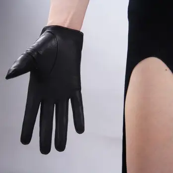 Ženy ' a prírodnej ovčej kože solid black dotykový displej vodičské rukavice lady módne originálne kožené motocyklové rukavice R619