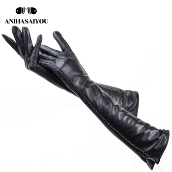 2020 zimné 50 cm dlhé kožené rukavice, ovčej dámske kožené rukavice,za Studena ochrana dámske zimné rukavice -2182