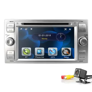 Auto DVD MP5 Prehrávač Pre Ford Focus/Mondeo/Tranzit/C-MAX/Fiest GPS DVR DAB+ Zadarmo Kamera +8G Mapu karty, RDS 1080P Oceľových kolies, kontrolu
