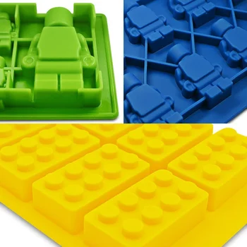 Ice Cube Maker pre Lego Strany Popsicle Formy Čokoládové Cookies Vzorkovníka Tortu Nástroje Candy Moldes De Kremíka Para Helados