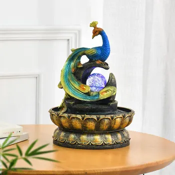 Peacock moderný dekor vodné fontány feng shui loptu ploche jednoduché dekorácie kolaudačné párty otvorenie darček obývacia izba Ozdoby