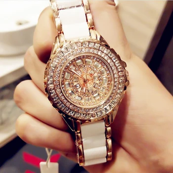 Reloj mujer Quartz Hodinky Luxusné Rose Gold Dámske Náramkové hodinky Keramické Šaty Žien Sledovať Žien Náramok Hodiniek Relogio Feminino