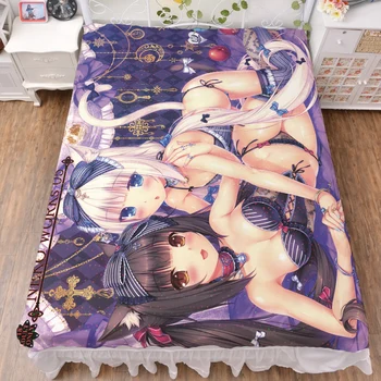 Septembra aktualizácia Japonskom Anime NEKOPARA chocolat & vanilka & Coconut posteľ mlieko vlákniny list & flanelové deka letná deka 150x200cm
