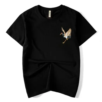 2019 Čínsky Harajuku Tričko Streetwear výšivky Mužov Japonský T Shirt Hip Hop Letné Tričko Bavlna, Krátky Rukáv, Topy Tees 5xl