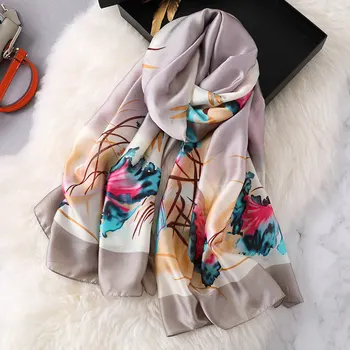 2019 štýl Štyri ročné obdobia čína kvalitné hodvábne šatky ženy foulard Office teplé veľké šály, pani móda pekné tlač pláži hidžáb