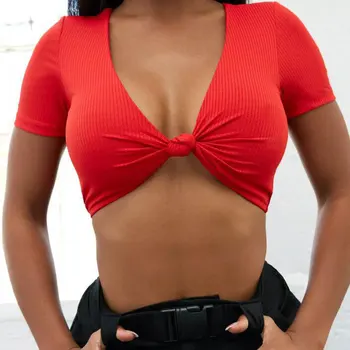 2019Susi&Rita 2019 Obväz Top Ženy Bežné Krátke Sleeve T-Shirt Dámske Bavlnené Letné Topy Sexy Plodín Topy Streetwear Haut Femme