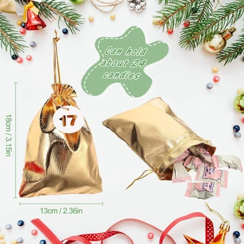 24 Ks Kalendár, Časovač Vrecoviny Taška Vianočné Darčekové Tašky Candy odkladacie Puzdro DIY Vianočný Adventný Kalendár Taška Calendrier Avent