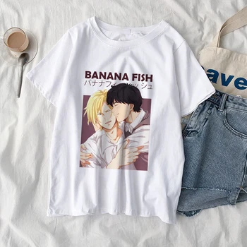BANÁN RYBY Anime Tlač Tričko Harajuku Biele Letné Topy T Shirt Ženy, Gotické Oblečenie, Grafické Tričká Krátky Rukáv Femme T-shirts